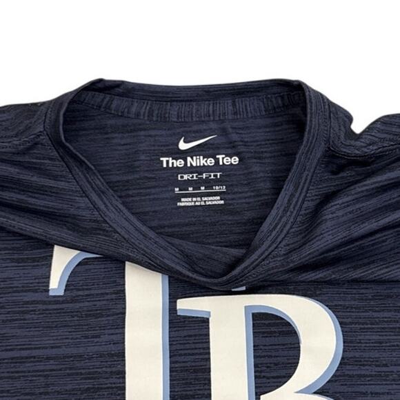 Nike MLB Dri Fit Tampa Bay Rays Short Sleeve Shirt Size Youth Medium 10/12 - Picture 2 of 2